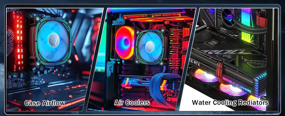 High Performance Case Fan 120mm ARGB PC Fans 4pin PWM Silent Computer Fan Infinite Mirror Cooling Fan 12V Chassis Fan