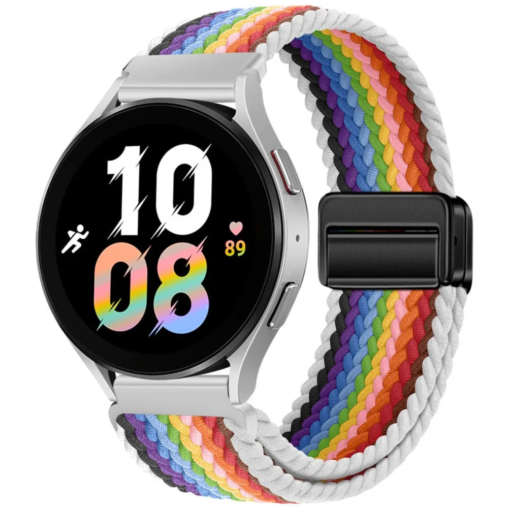 20mm 22mm Magnetic Bracelet for Samsung Galaxy Watch 7/6/Classic/5/4/3 Braided Nylon Strap for Huawei Watch 4/3/GT6 5 4 Pro Band