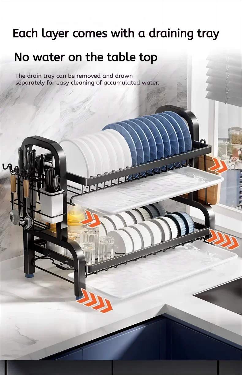Kitchen Tableware Storage Box Multifunctional Cupboard Drain Rack Shelf Cupboard Storage Box Bowls