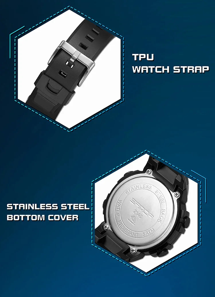 SANDA 2140 Watches Alarm Clock Chrono 5Bar Waterproof Digital Watch reloj hombre New Fashion Outdoor Sport Men Multifunction