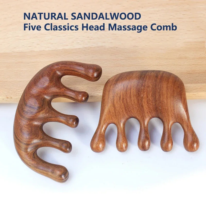 massager  Acupoint Massager Head Sandalwood Hair Comb Scalp Relax Portable Wooden Handle Comb Anti-static Styling Tool