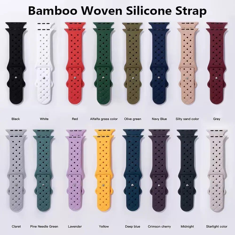Woven Loop Silicone Strap for Apple Watch Band Ultra 49mm 44mm 40mm 45mm 42mm Sport Bracelet for IWatch Series 8 7 6 5 4 3 2 1