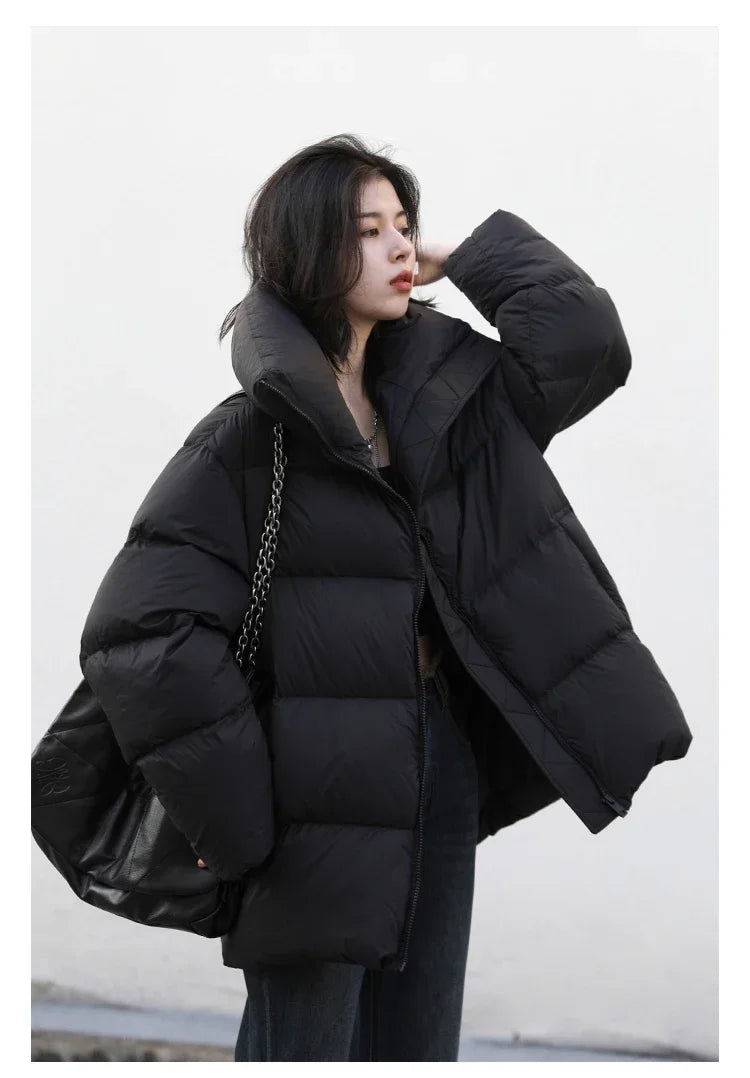 CHIC VEN Women's Down Coats Korean Stand Collar Simple Solid Color Warm Casual Jackets Soft Fashion Female Clothing Winter 2025