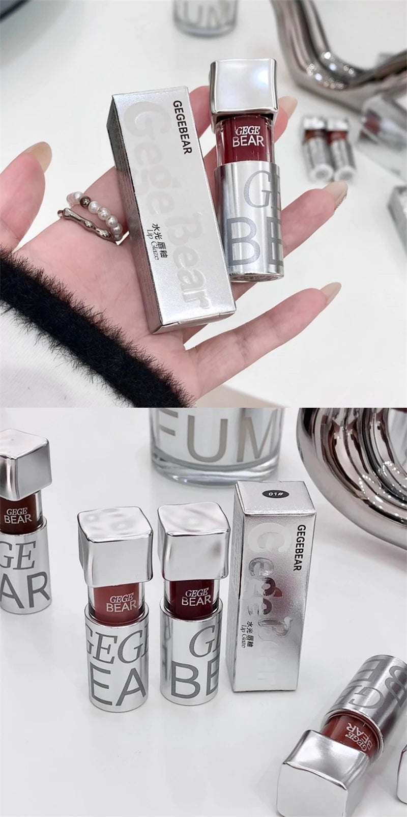 Mirror Water Lip Gloss Black Ice Cube Tube Moisturizing Long Lasting Liquid Lipstick Lipgloss Plump Up Lips Makeup Cosmetics