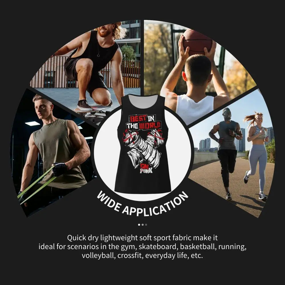 Graphic Wrestling CM Punk Best In The World Workout Tank Tops Sleeveless Shirt Bodybuilding Fitness Gym Compression Vest