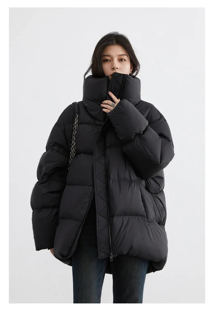 CHIC VEN Women's Down Coats Korean Stand Collar Simple Solid Color Warm Casual Jackets Soft Fashion Female Clothing Winter 2025