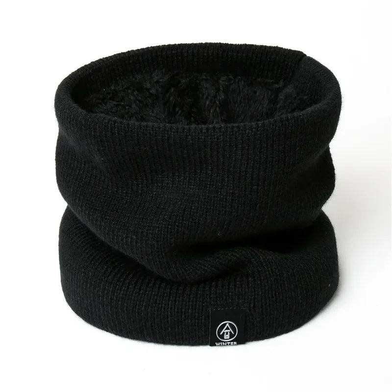 Unisex Solid Warm Winter Ring Scarf Women Men Plus Velvet Knitted Full Face Mask Snood Neck Scarves Bufanda Thick Muffler