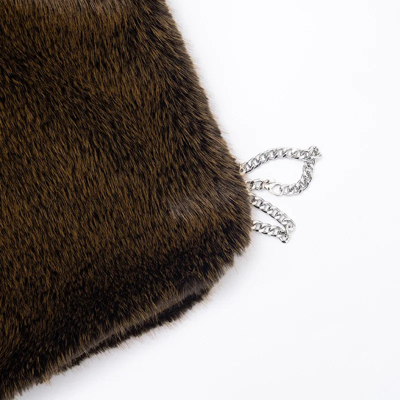 Turtleneck Furry Tank Tops Women Trend Sexy Side Split Chic Fall Trend Midnight Basic Street Furs Hipster Clubwear Vest Crop Top