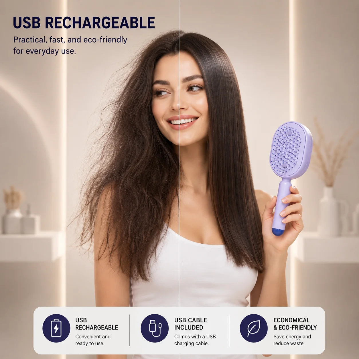 Electric Spray & Massage Hair Brush, Electric Steaming Massage Hair Care Brush, for Hair for Reduce Frizz, Nourishes Hairs