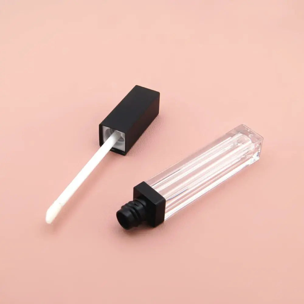5ML Empty Lip Gloss Tubes Square Lip Balm Bottles,White,Black Cap Refillable Plastic Liquid Lipstick Container
