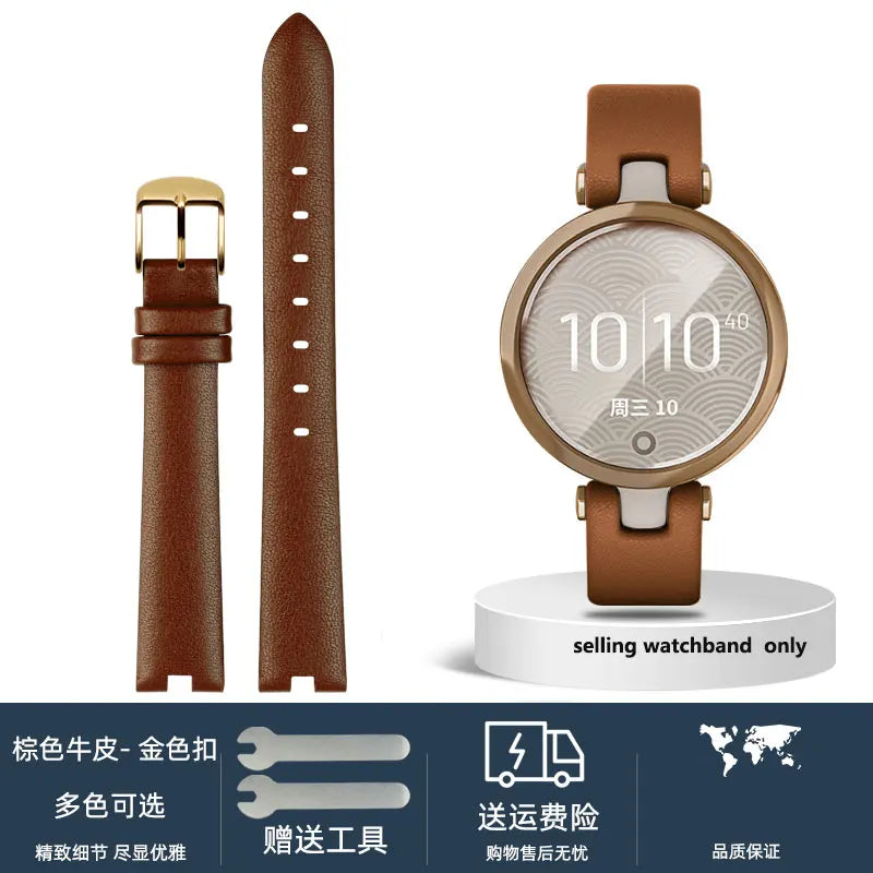 Genuine leather fashionable watch strap  for Garmin Lily series smart sports watch temperament wrist strap watch chain for women