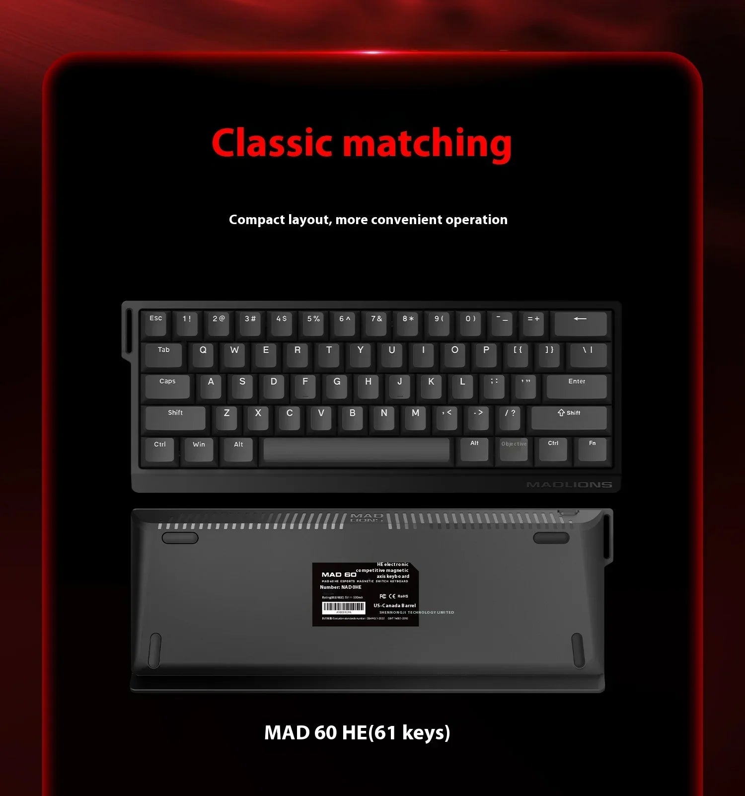 MADLIONS MAD 60/68 HE 8Khz Wired Magnetic Axis Keyboard 68-key Hot-swappable Macro Defines Ultra-low Latency Gaming Keyboard