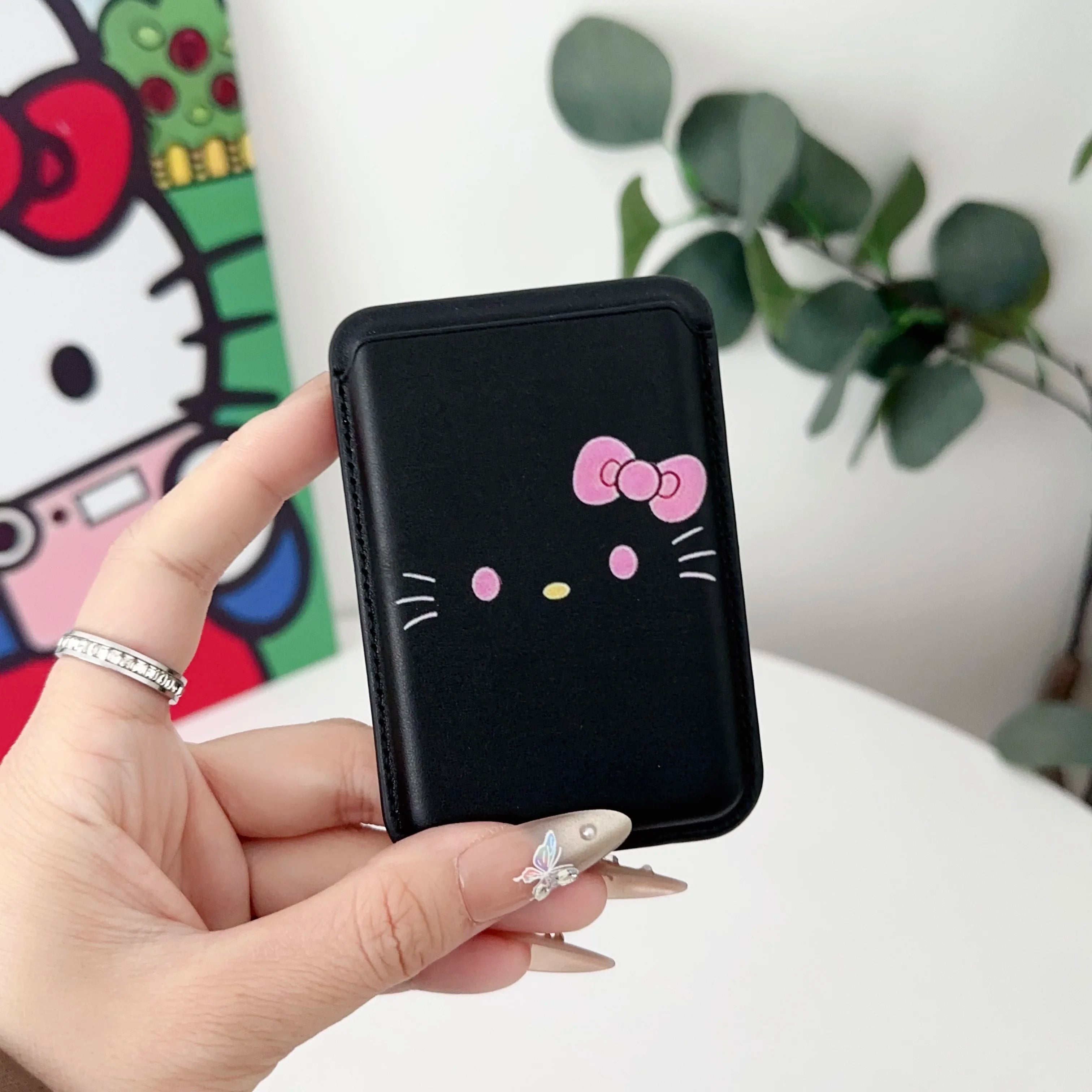 INS Korean Cute Hello Kitty for Magsafe Wallet Card Clip Case For iPhone 15 16 Pro Max 13 14 12 Magnetic Wallet Pink Girl Cover