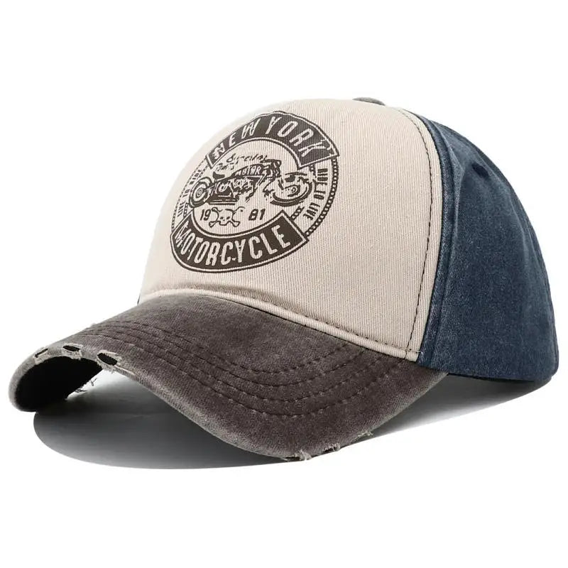 2023 New Designer Motorcycle Print Cotton Baseball Cap Hat for Man Retro Vintage New York 5 Panel Snapback Caps for Women