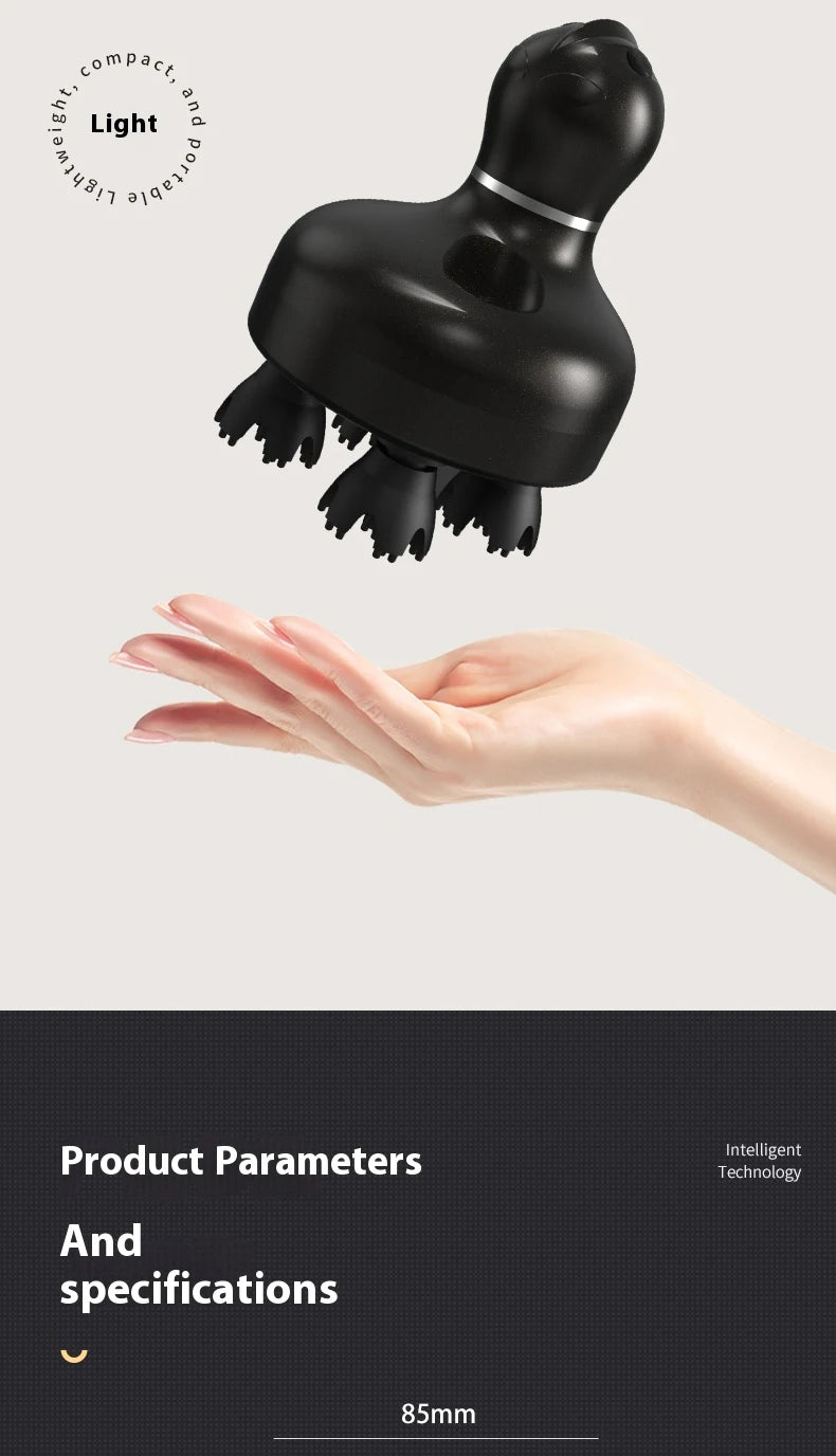 Electric Silicone Scalp Massager Vibration Kneading Head Massager Waterproof Handheld Hair Growth Stimulator Tool