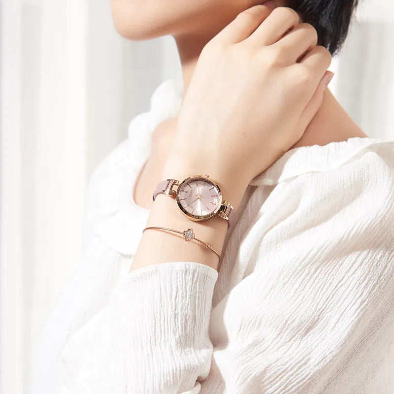 Hot Lady Women's Watch Japan Quartz Fine Fashion Hours Dress Bracelet Retro Cute Simple Leather Girl Birthday Gift Julius Box