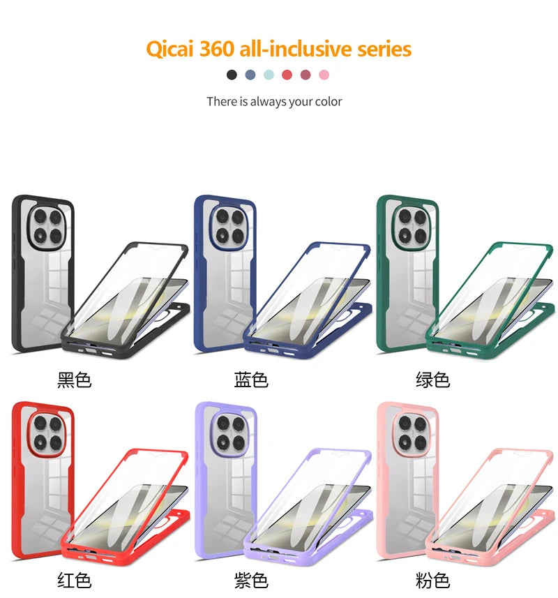 For Xiaomi Poco X7 5G Case 360 Sided Full Protect Back Cover for Pocco Poko Little X7 X 7 7X  Pocox7 Clear Screen TPU+PC Funda