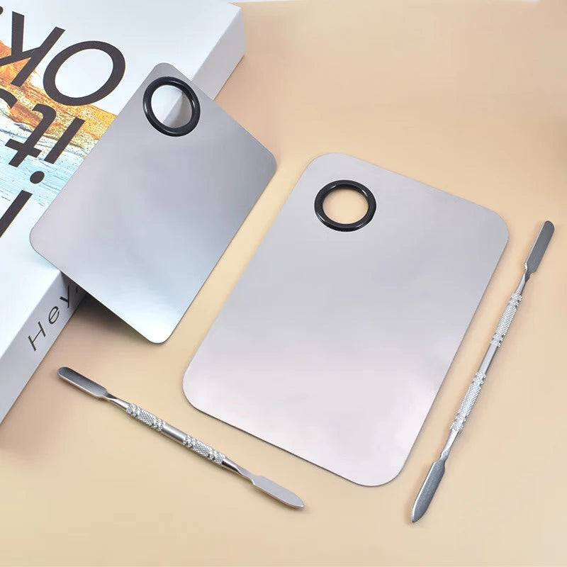 Liquid Foundation Palette Makeup Palette Tray Lipstick Make Up Stainless Steel Ring Makeup Blend Foundation Spatula Palette Tool