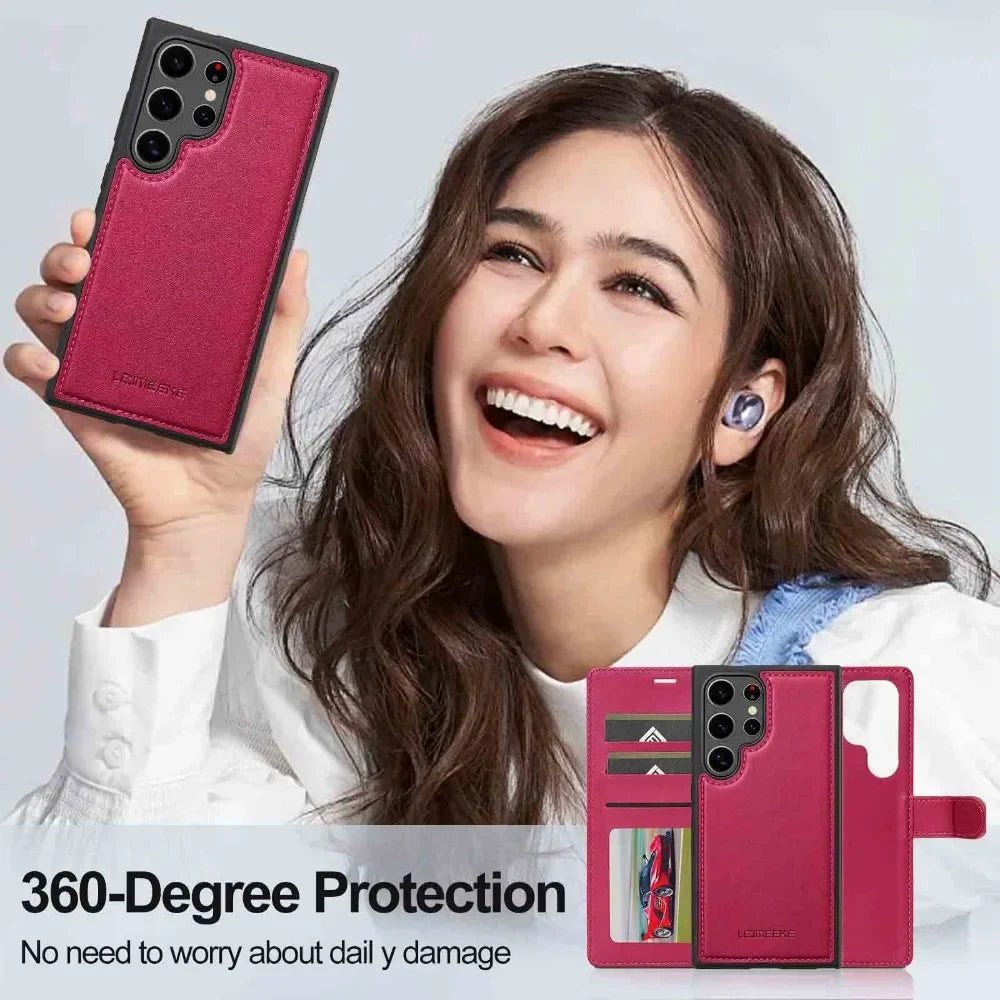 Detachable Wallet Case For Samsung Galaxy S25 Ultra S24 FE S23 + Plus Card Holder Kickstand Shockproof Wrist Strap Flip Cover