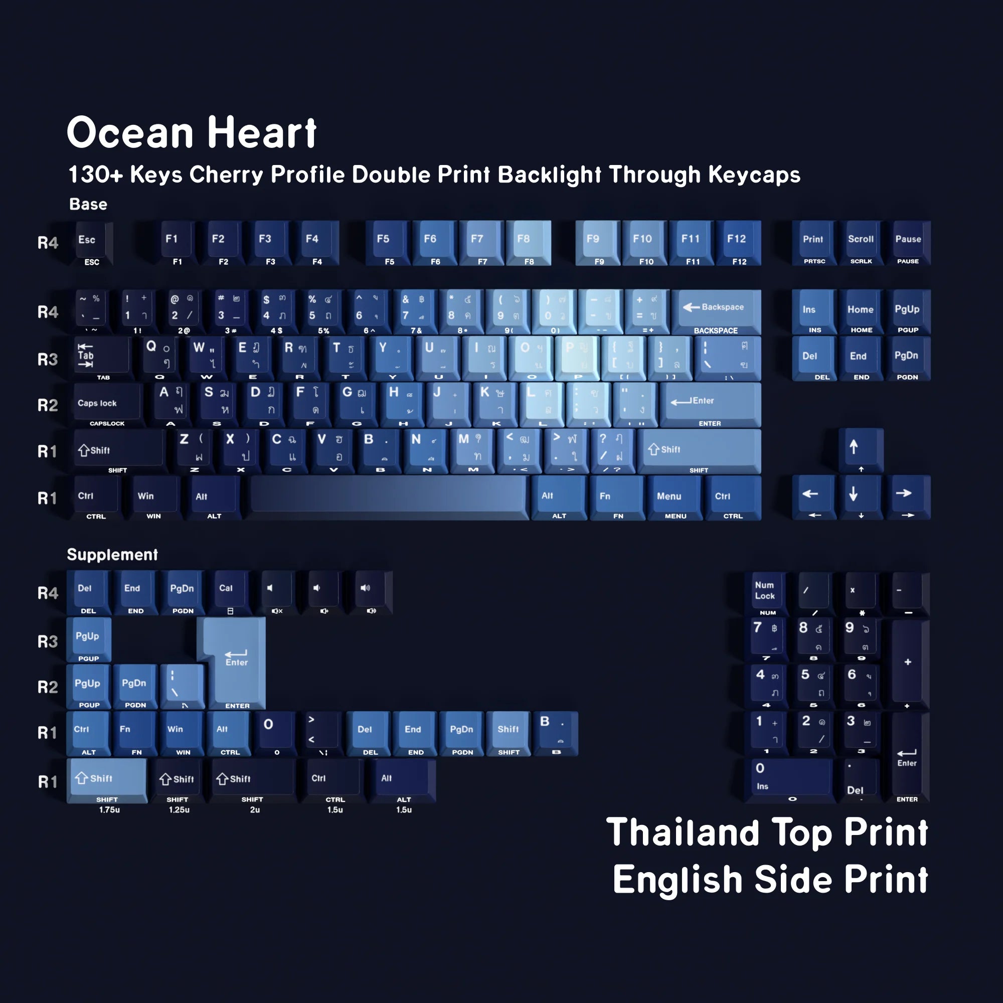 Korean Keycap French Azerty Russian Spanish 130Key Cherry PBT MX Mechanical Keyboard Japanese KR/JP/FR Blue Hangul Keycap