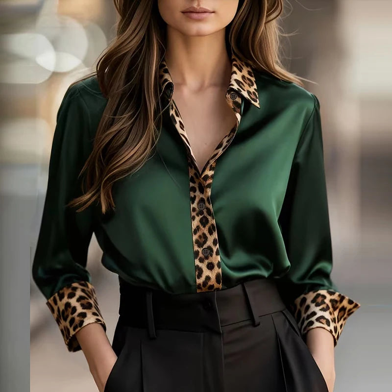 Elegant Blouses For Women Spring Autumn Satin Shirt Women Fashion Flare Long Sleeve Button Silk Blouse All Match Office Lady Top
