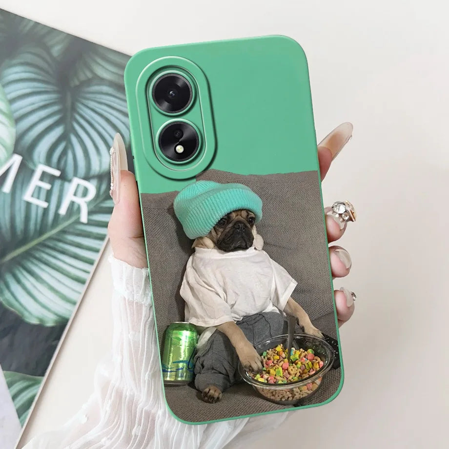 For Oppo A38 CPH2579 Phone Case New Fashion Soft Matte Silicone Rabbit Flower Goothic Style Capa For Oppo A18 CPH2591 Back Cover