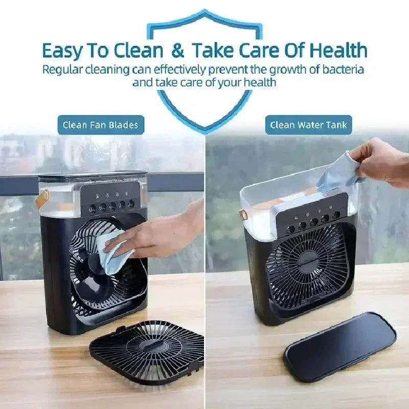 Summer Cooling Fan 3 In 1 Portable Desktop Humidifier USB Mini Air Conditioners Night Light Water Mist For Home, Office