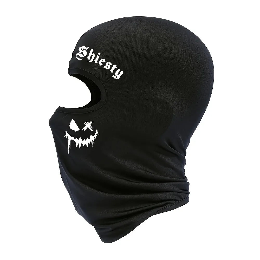 1pc/2pcs Smiling face print Balaclava face mask, summer cool neck cover, motorcycle skiing scarf, unisex