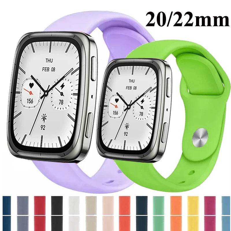 20mm 22mm Silicone Band For Amazfit GTR/GTS 2 3 4 Sport Band For Amazfit Active 2 Square/Balance 2/Cheetah Pro/Round/Bip 6 5 3