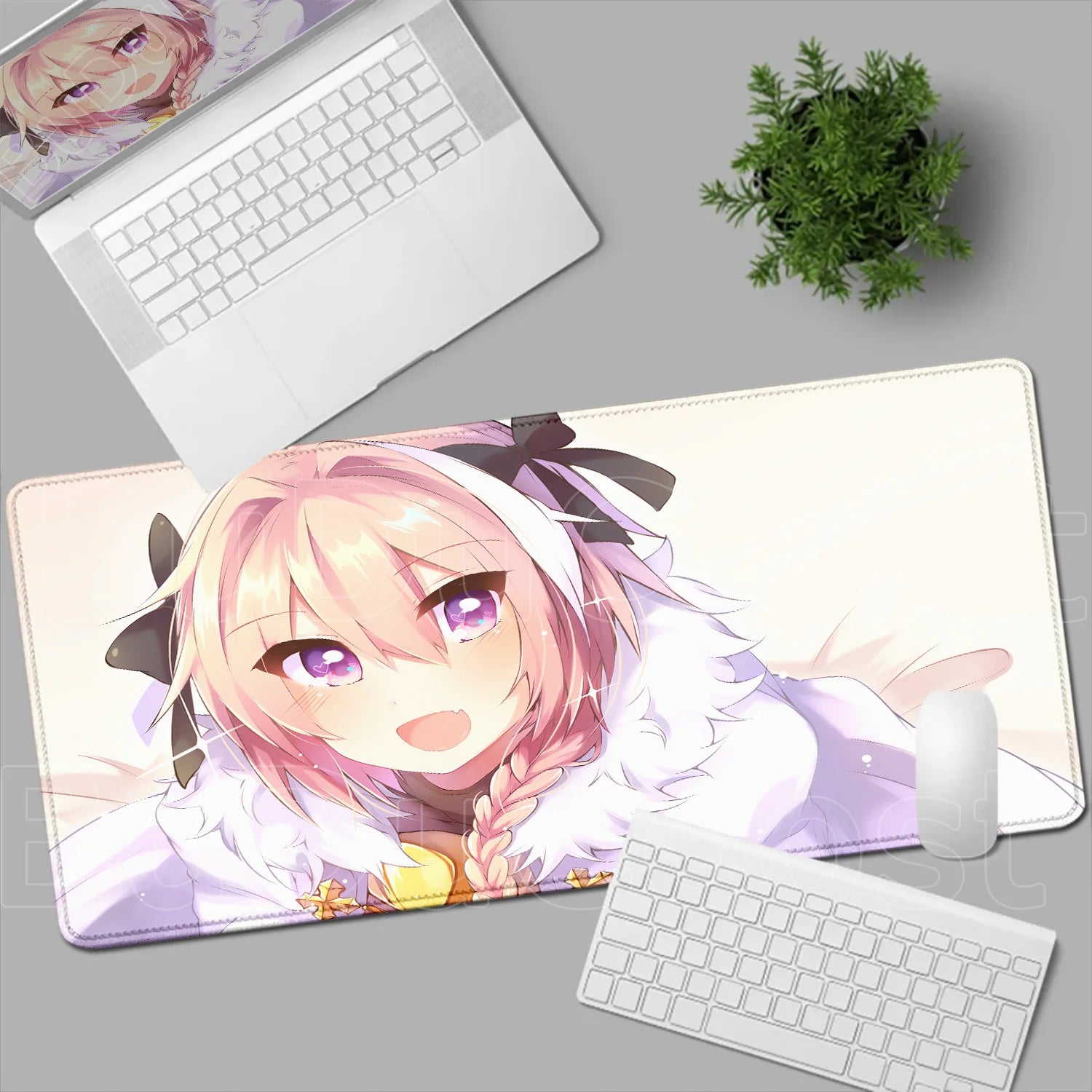 Astolfo Mousepad HD Print Anime Girl Computer Gamer Locking Edge Non-slip Rubber Mouse Pad Keyboard PC Desk Pad Table Decoration
