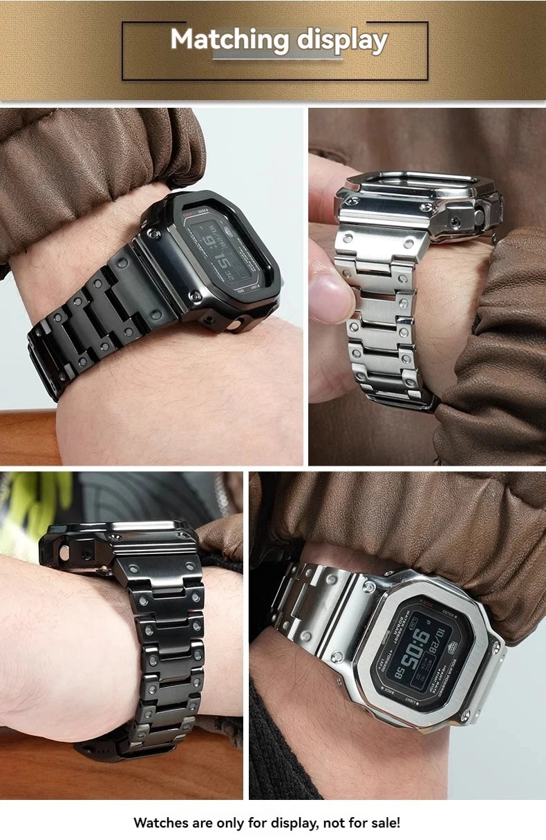 For Casio SHOCK Heart Rate Square DW-H5600 DW H5600 Stainless Steel Case Men's Stainless Steel Watch Strap Bezel Watchband Shell