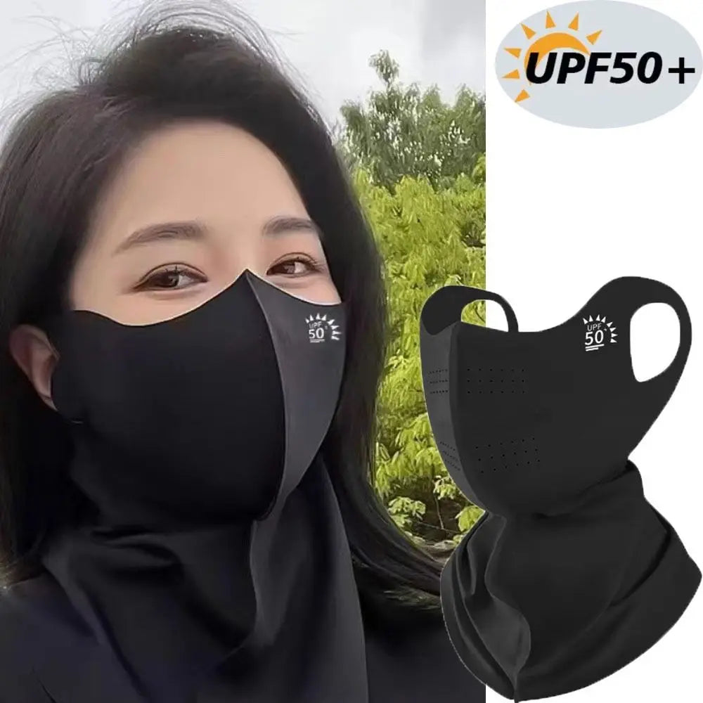 Cool Ice Silk Sun Protection Mask 3D Breathable Anti-UV Neck Scarf Sunscree UPF50+ Sunshade Face Mask Outdoor