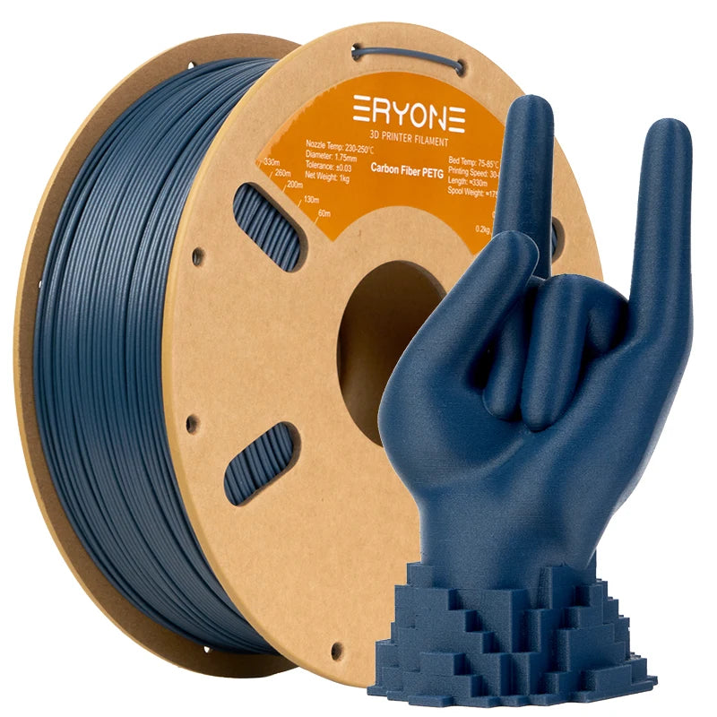 ERYONE PETG Carbon Fiber 3D Printer Filament 1.75mm 1KG ±0.03mm Precision - High Strength & Stiffness for FDM Printers