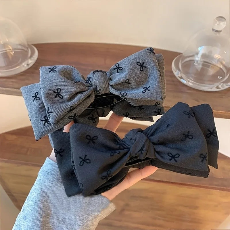 2-piece Elegant Bow Hair Clip for Spring and Summer - Fashionable Fabric Hair Bun and Ponytail Holder Suitable Women and Girls