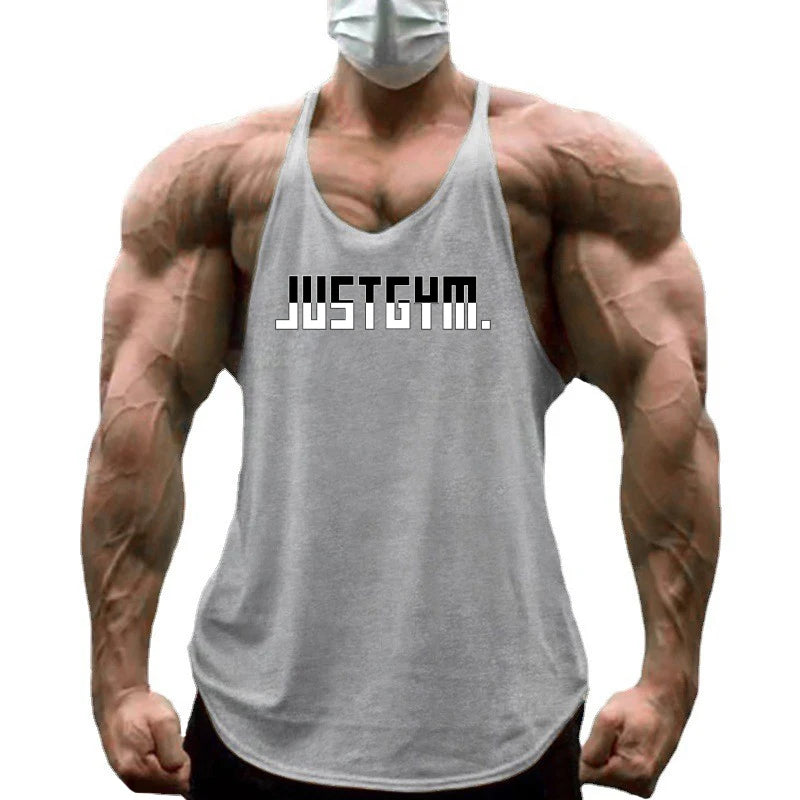 Men's Summer Running Vest Poure Cotton Sleeveless Shirt Loose Fitness Stringer Gym Workout Sports Apparel  Breathable Tank Tops