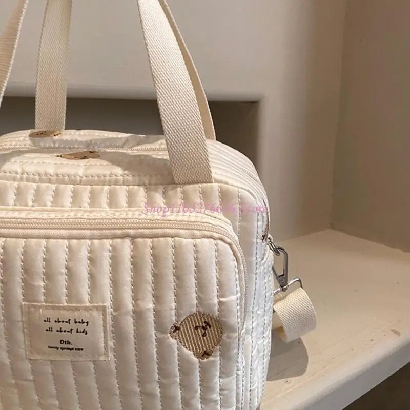 R6FD Lovely Baby Diaper Bag with Floral/Animal Embroidery, Fashionable Shoulder Bag Organiser Case Container for Busy Parents