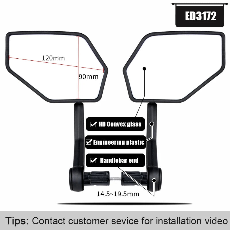 EASYDO Bicycle Mirror Universal WideRange 360° Adjustable Rearview Mirror Electric Scooter Convex Glass Durable Bike Accessories