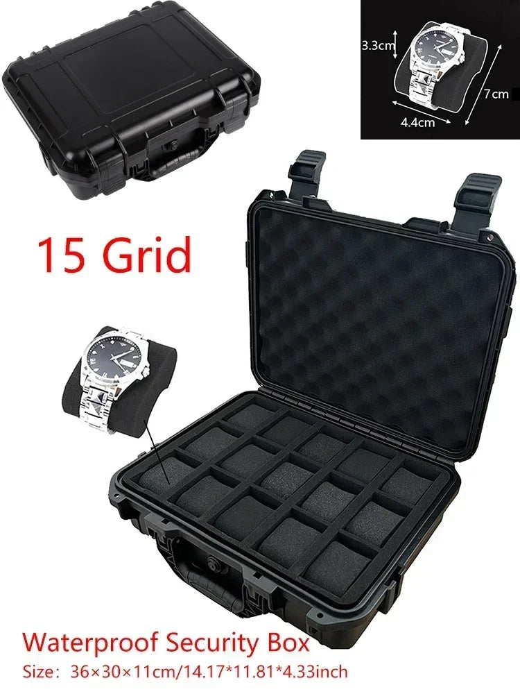15 Slot Plastic Watch Case Portable Waterproof Watch Case Is Used To Store Watches Tool Box Watch Storage Box Hard Case