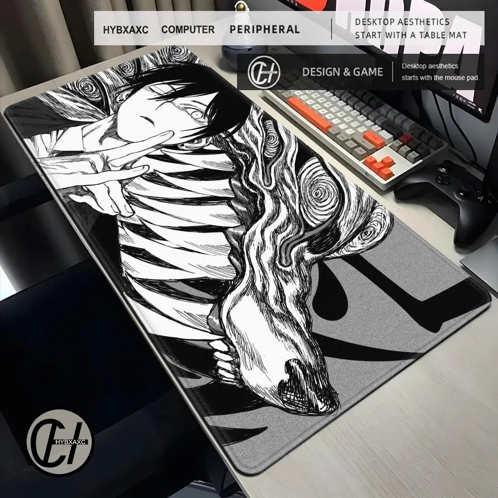 Black And White Anime Mousepad Laptop C-chainsaw Man Keyboard Pad PC Gaming Accessories Aki Hayakawa Desk Mat
