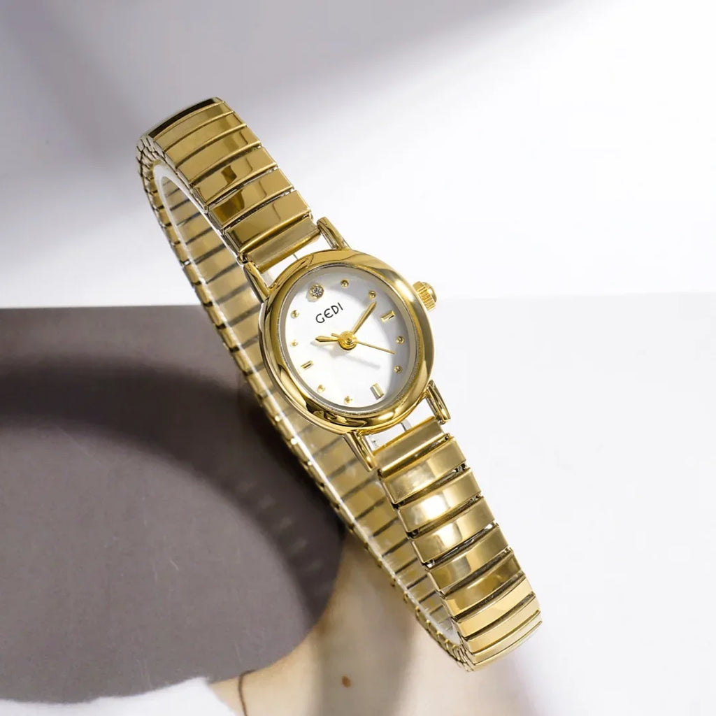 Women Watch for Girls Small Wrist Quartz Reloj Muje Sliver Grey Gold Oval Orologio Ladies Wristwatch Stainless Steel Band Clock