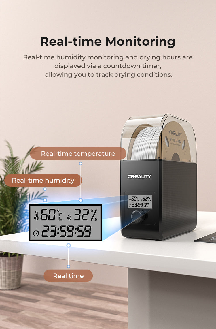 Creality Filament Dryer Upgrade Fan Filament Dry Box 1KG PLA PETG ABS TPU Filaments Dehydrator Storage Box Filament Spool Holder