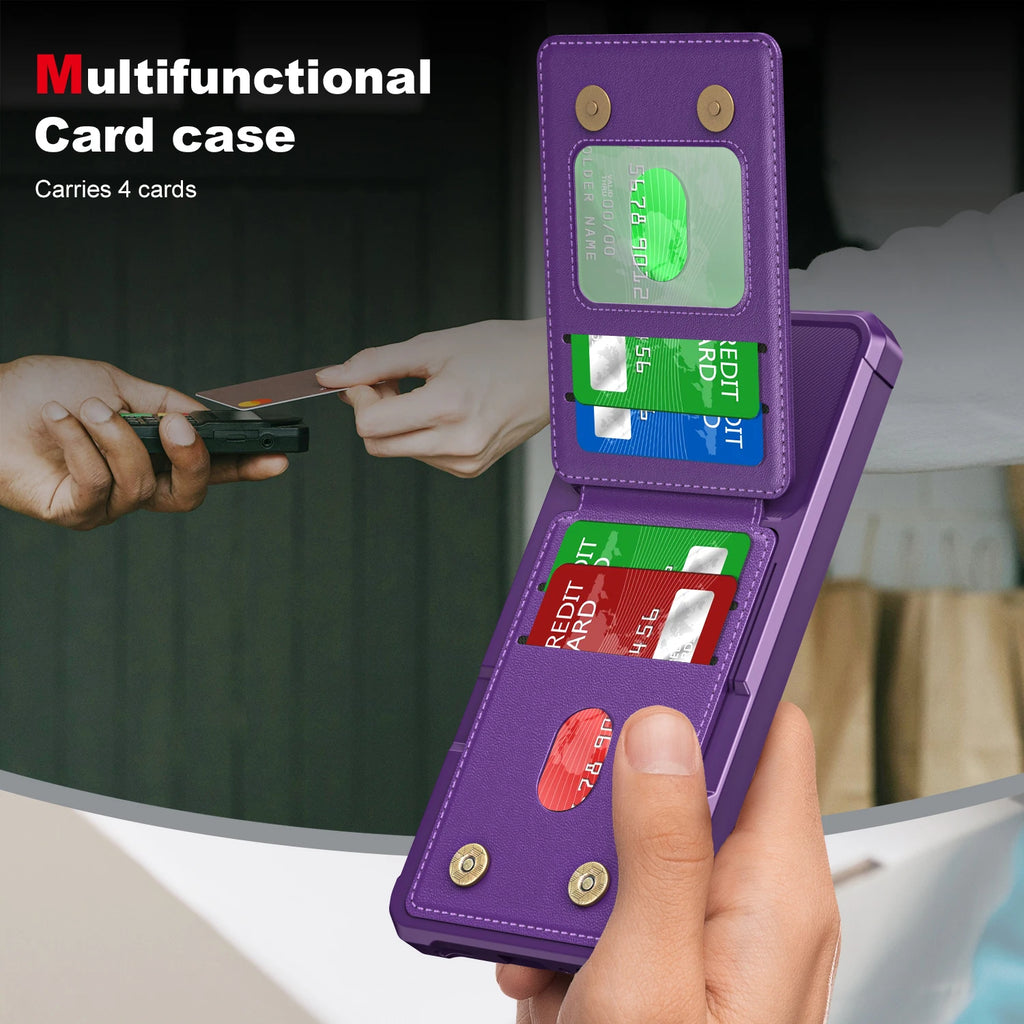 Vertical Cards Solt Wallet Leather Case For Samsung Galaxy S25 Ultra S24 FE S23 Plus S22 A16 A55 A35 A15 A25 A54 Anti Fall Cover