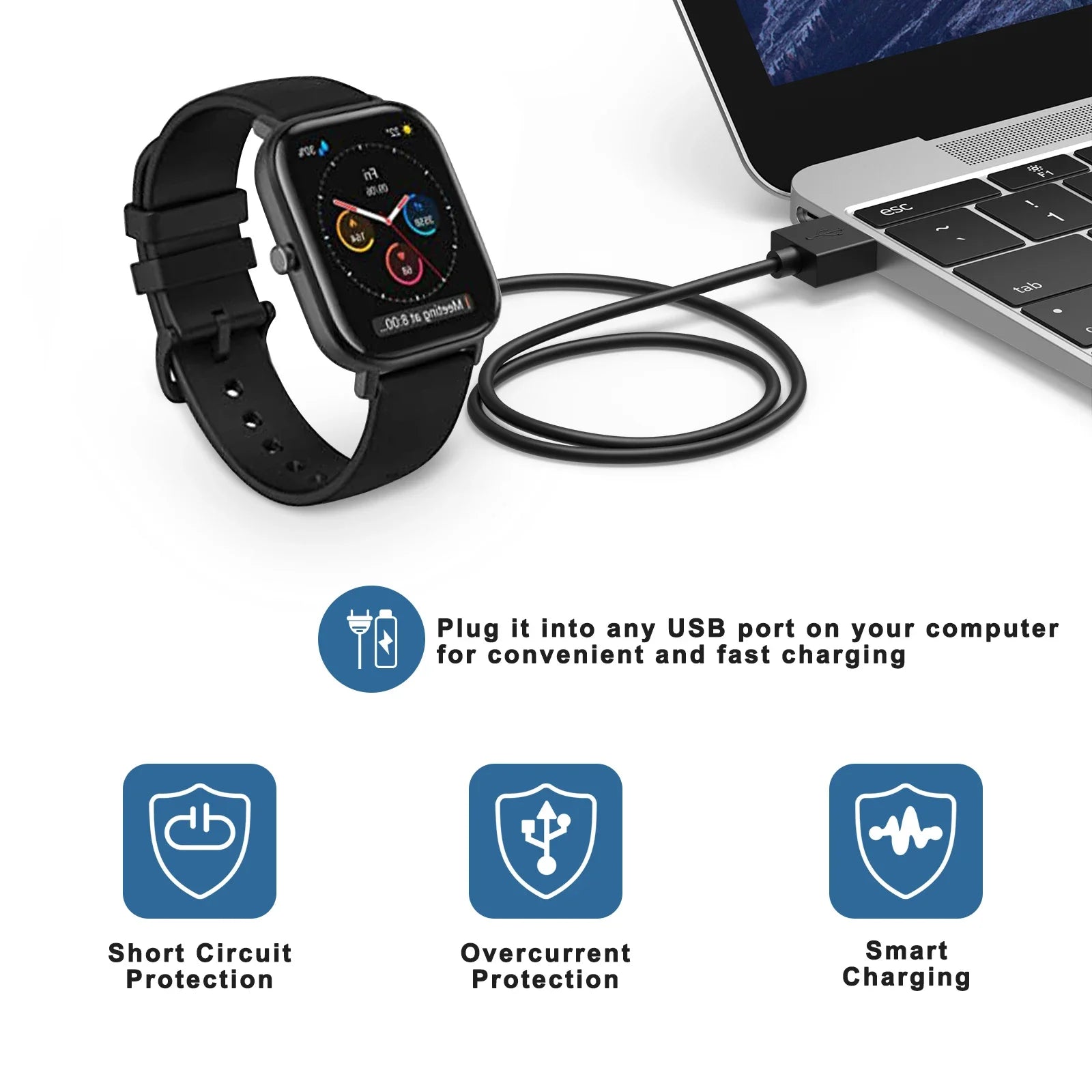 100cm USB Charging Cable For Xiaomi Huami Amazfit T-Rex/GTS/GTR 42MM/GTR 47mm Charger Cradle Stand Fast Charging Power Cable