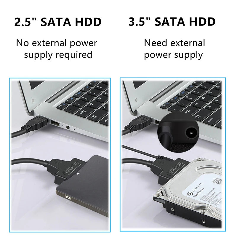 USB 3.0 to SATA Adapter Cable for 3.5/2.5 Inch SSD HDD SATA III Hard Drive Disk Support UASP Compatible with USB 1.1/2.0/3.0
