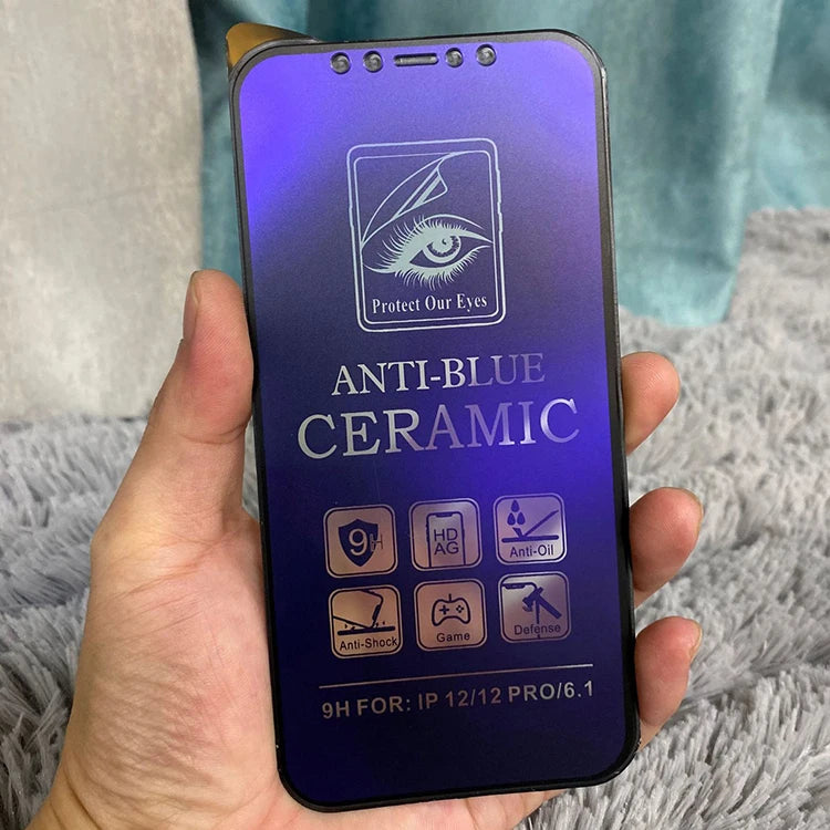 10pcs Ceramics Film Matte Screen Protector Anti Blue Ray Anti-Shock For iPhone 17 Air 16 Pro Max 16E 15 Plus 14 13 12 11 XS