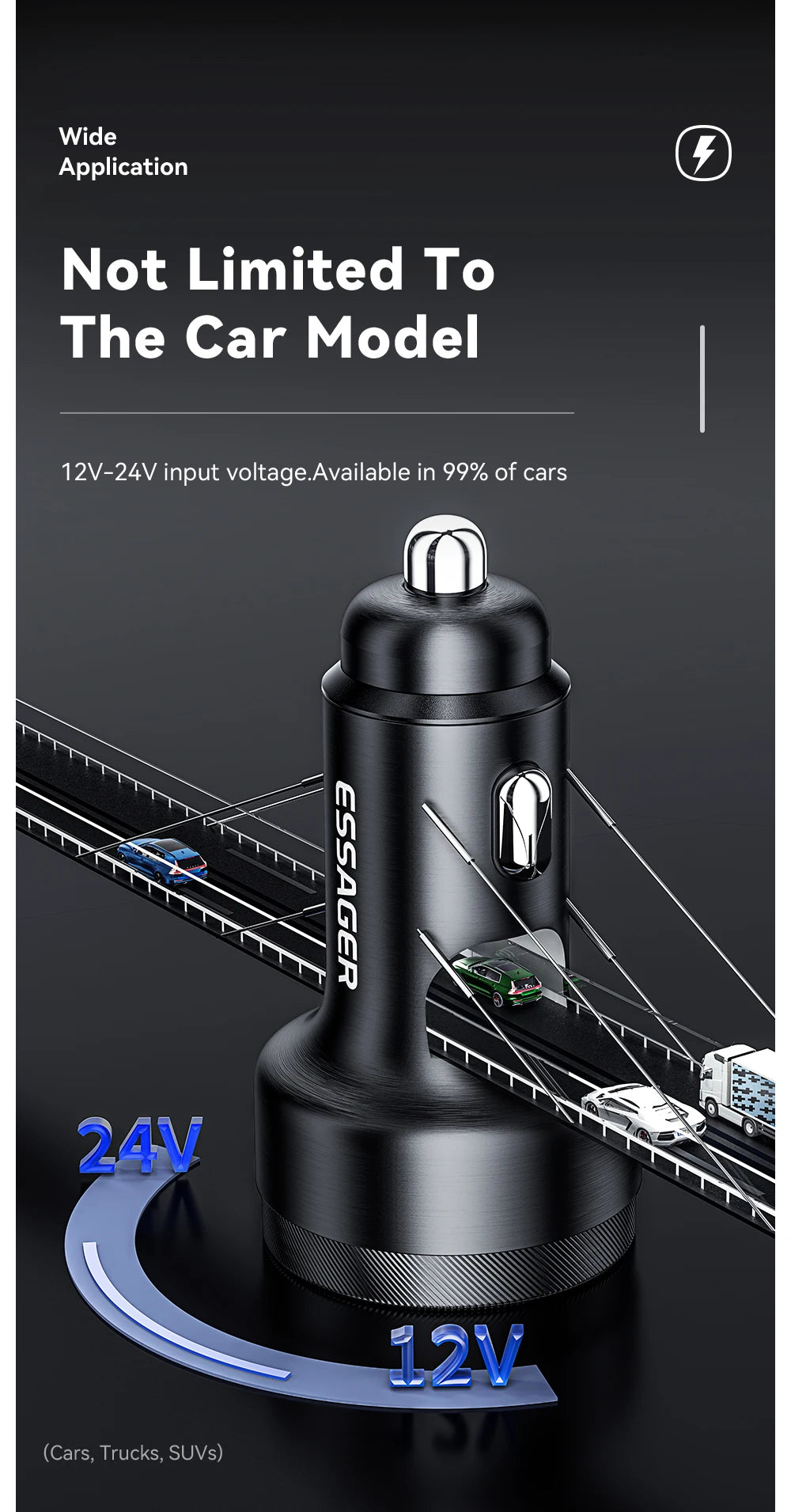 Essager 105W USB Car Charger Quick Charge 4.0 QC4.0 QC3.0 QC SCP PPS PD USB Type C Fast Charging For iPhone 14 15 Xiaomi Phone