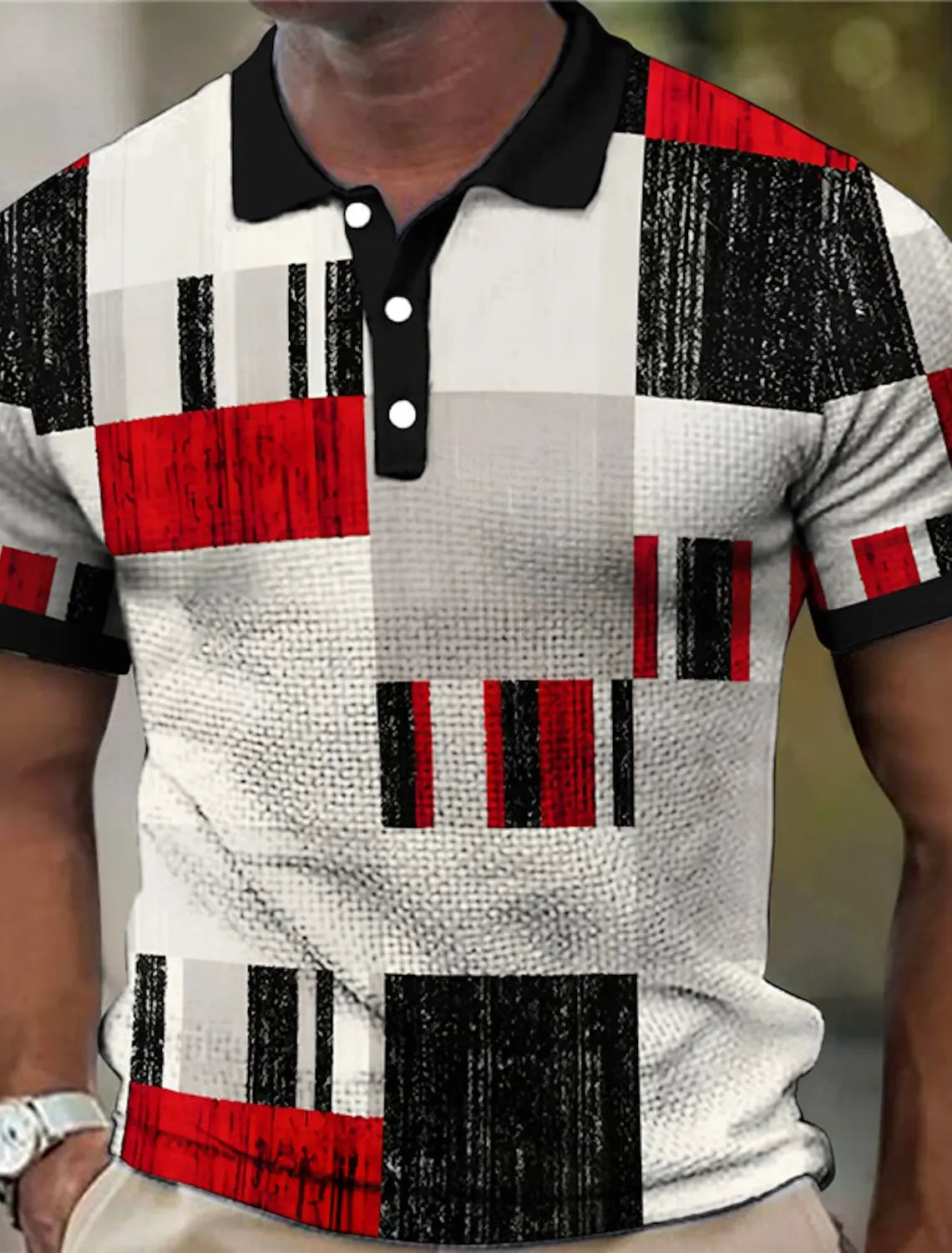 Men's Geometry Stripe Graphic Prints Geometry Polo Shirt Golf Shirt Short Sleeves Shirt Outdoor Street Print Clothing Apparel