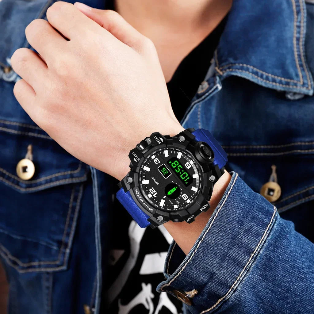 YIKAZE Men's Watch LED Digital Men Sport Watches Fitness Electronic Watch Multifunction Military Sports Watches Clock Kids Gifts