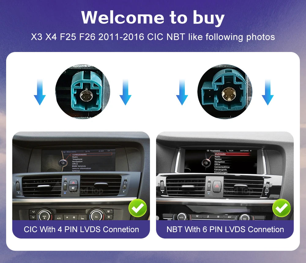 1920*720 Multimedia Touch Screen Wireless Carplay For BMW X3 F25 X4 F26 2014-2016 CIC NBT System Android Auto NBT System