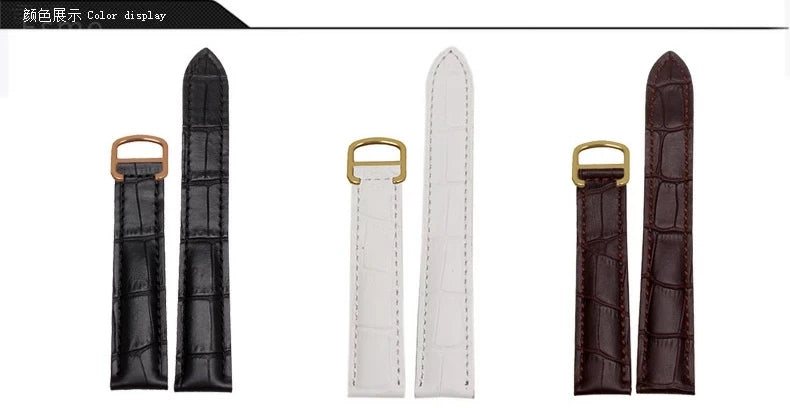 Genuine Leather Watch Strap for Cartier Tank London Solo Men's and Women's 16 18 20 22 25mm Flat Interface Folding Buckle Band